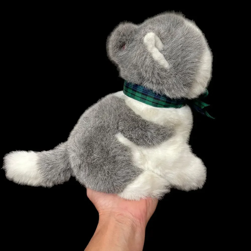 Vintage Ty Husky Puppy Dog Plush Sitting White Gray Stuffed Toy Blue Eyes Dakota